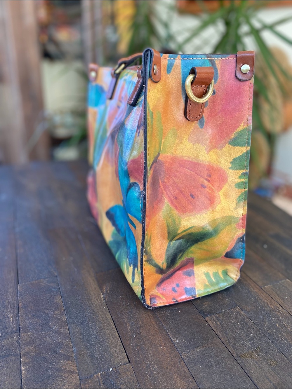 Patricia Nash Watercolor Butterfly leather AVA Tote - Picture 5 of 10